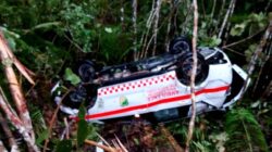 Dramatis! Ambulans Rujukan Ibu Hamil Terperosok ke Jurang di Murung Raya